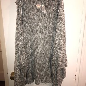 Long gray and white cardigan